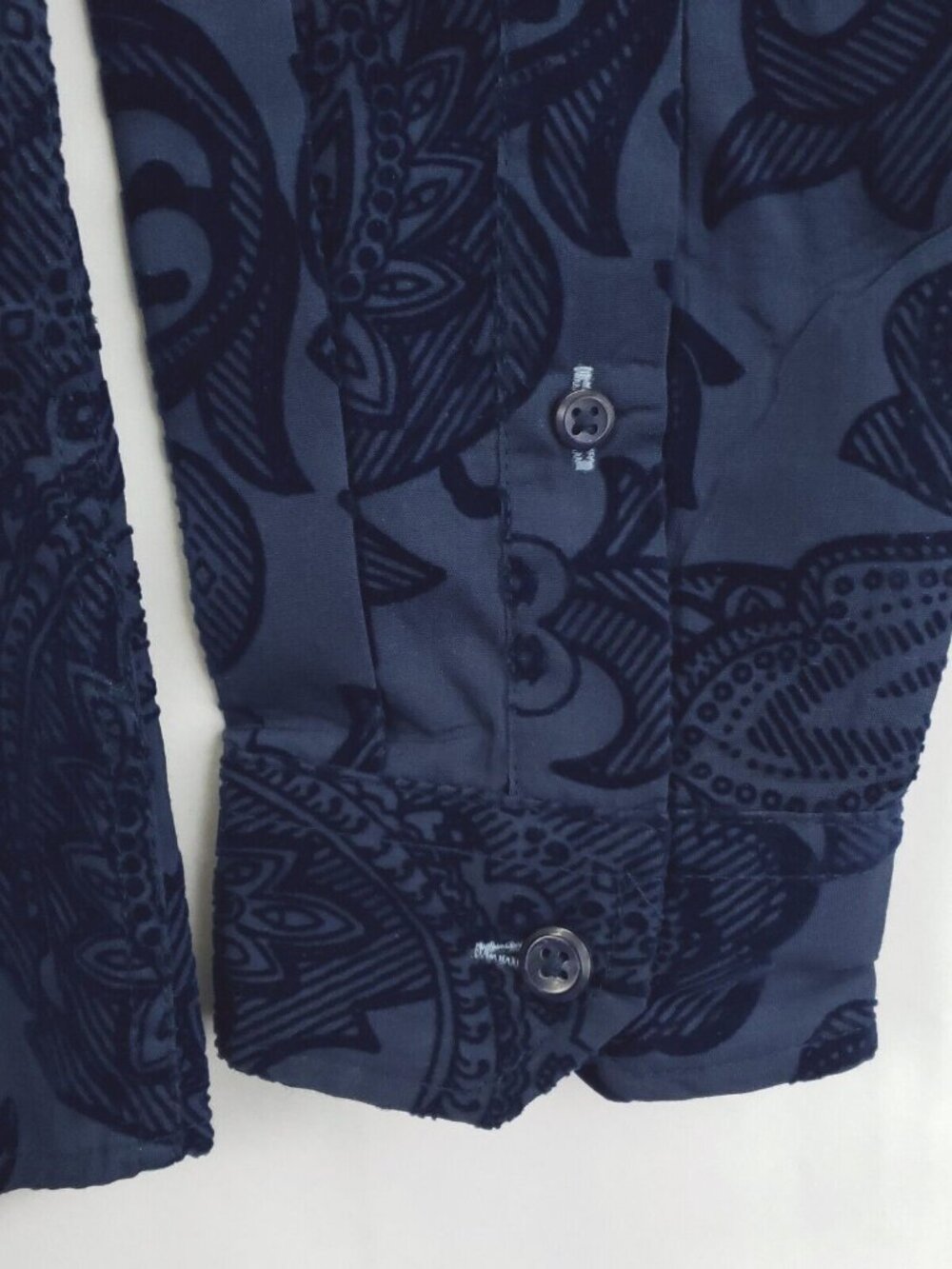 INC International Concepts Shirt Mens S Blue Raised Velvet Velour Paisley Design - Picture 4 of 12